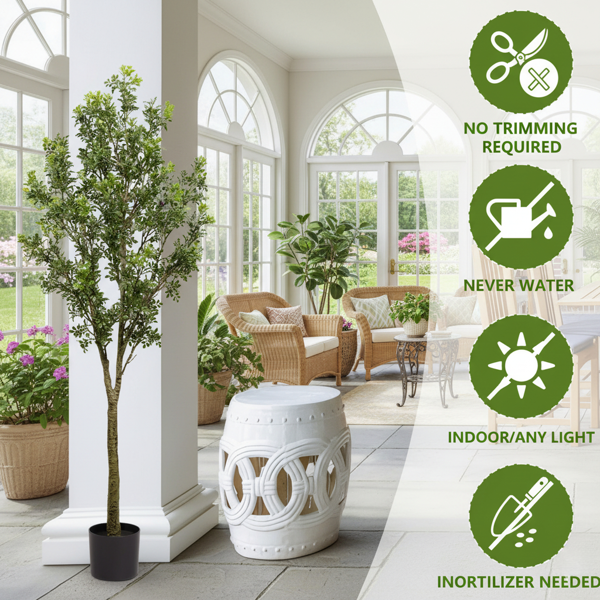 6英尺高大的人造植物绿色天然人造树假盆栽树，带有自然外观的叶子或室内家居客厅卧室办公室装饰FBA发货-5