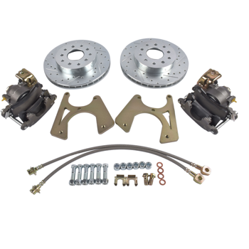 刹车盘套装 Rear Disc Brake Kit w/ E-Brake Fit for GM 10 & 12 Bolt Bolt-On Buick Skylark Chevy Chevelle Nova/Chevy II El Camino Olds 442 Cutlass Pontiac GTO LeMans Tempest 91031924