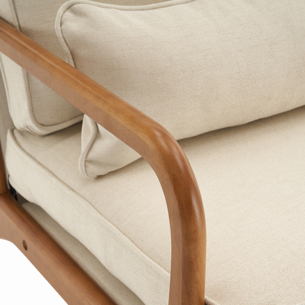 【同款编码：16753613】橡木扶手 单人休闲椅 橡木 软包 米白色 室内休闲椅-25