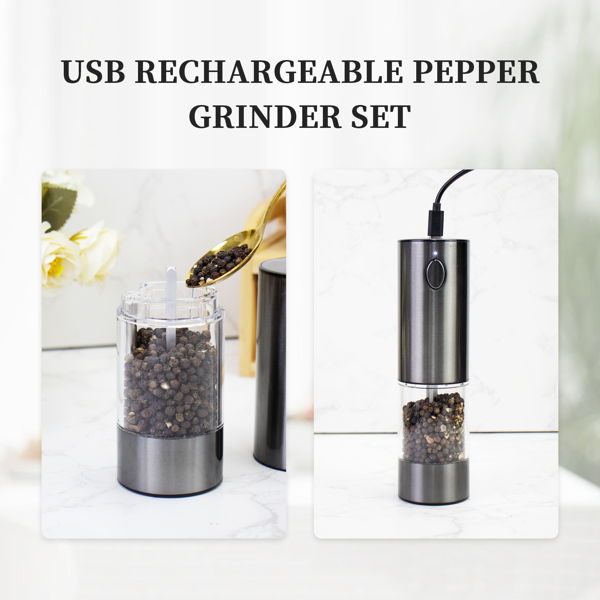 2PCS electric salt and pepper grinder set - battery-powered spice grinder, adjustable for coarseness, perfect for home kitchens, durable plastic, electric salt and pepper grinder, automatic grinder-4