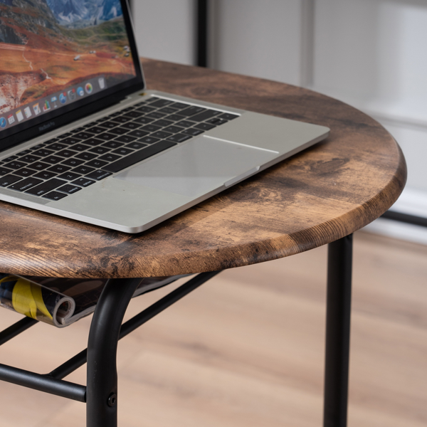 拆装 密度板 铁 火烧木色 黑色烤漆 餐桌椅套装 1桌2椅 椭圆桌面-14