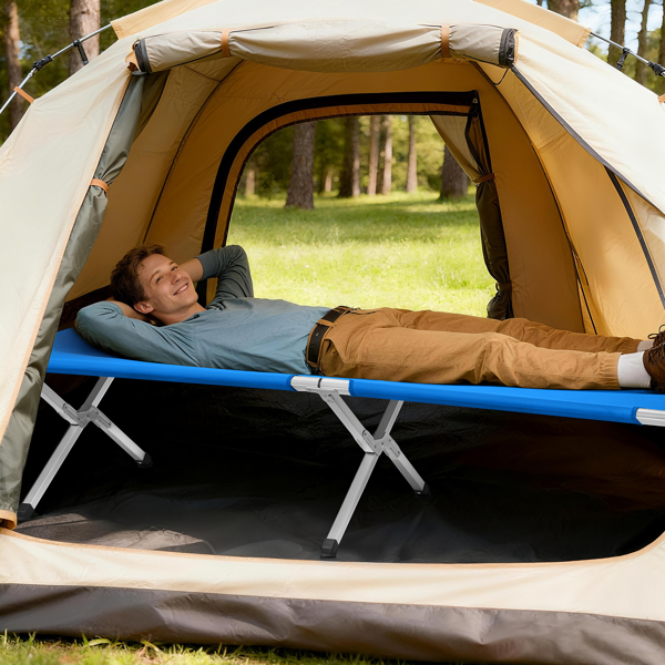 75in 蓝色 户外行军床 铝床面支架 铁交叉脚  长方形 125kg-8