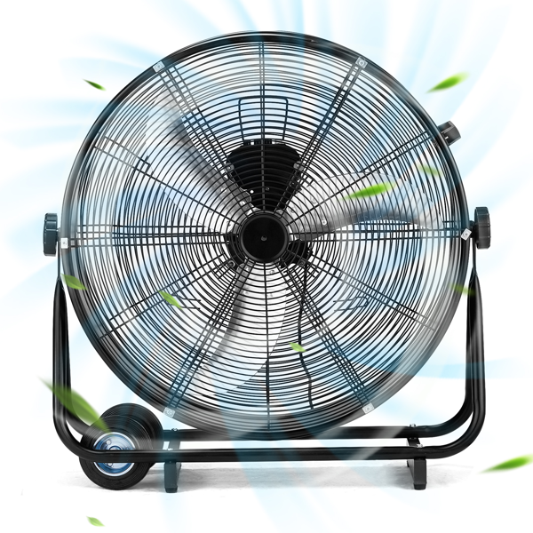 美规 MLD-30 电风扇 110V 230W 30inch  三叶 外侧双轮 单侧支撑  钢铁  筒扇 黑色  铜电机 3档  角度可调  空气循环流通-5
