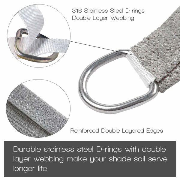 10'X10' 浅灰色HDPE遮阳帆-3