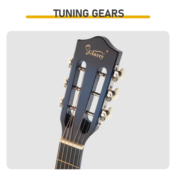 38寸 圆桶 椴木 原声 民谣吉他 罩光蓝-6