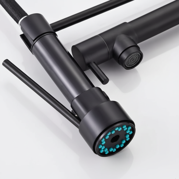 带下拉式喷雾器的厨房水龙头，单把手2功能不锈钢弹簧颈，单孔安装，适用于住宅、商业、房车、酒吧等，哑光黑色【周末不发货，TK/TEMU订单仅支持自提】-2