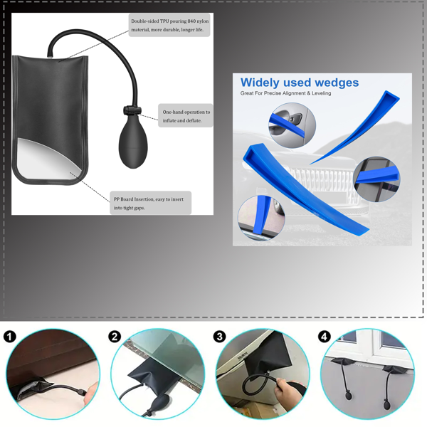 4 件多功能装饰拉拔工具，用于踢脚板、瓷砖和木材拆卸 -蓝色手柄，带双向箭头、拉钉撬棒和模具拆卸工具，用于壁板和地板、地板安装|手动撬棒|耐用金属轴，适用于DIY和专业用途无需电源-5