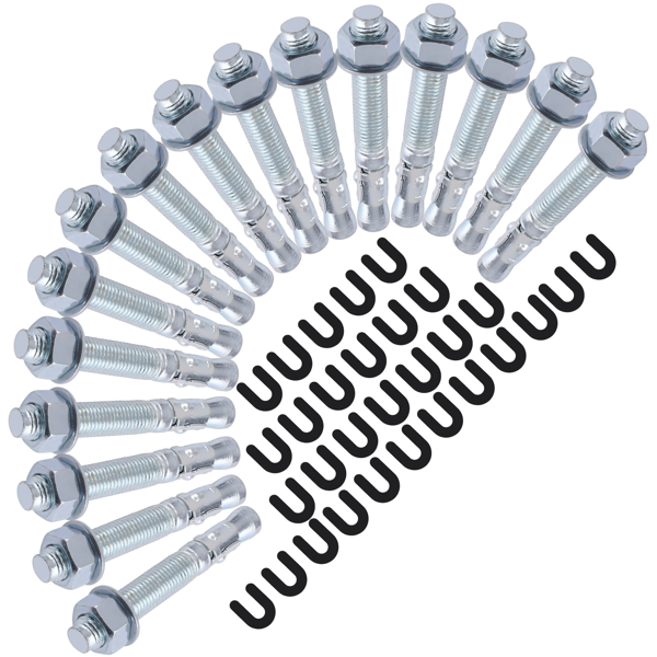 16枚楔形锚栓及30片垫片套装，适用于汽车举升机安装套件-6