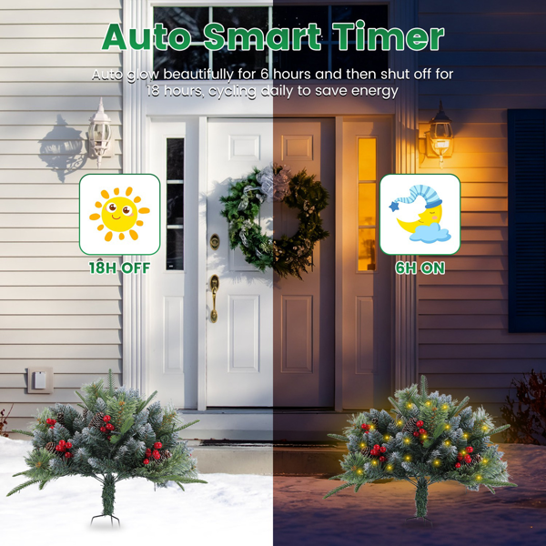 （自提可发加拿大，temu&tk下自提单）仿真圣诞树，配备8种灯光模式，50颗暖光LED灯，自动定时功能及IP44防水等级，电池供电，适用于室内外装饰。-10