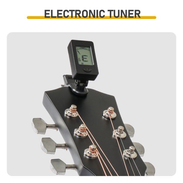 41寸 D桶缺角 椴木 原声 民谣吉他 哑光黑-4