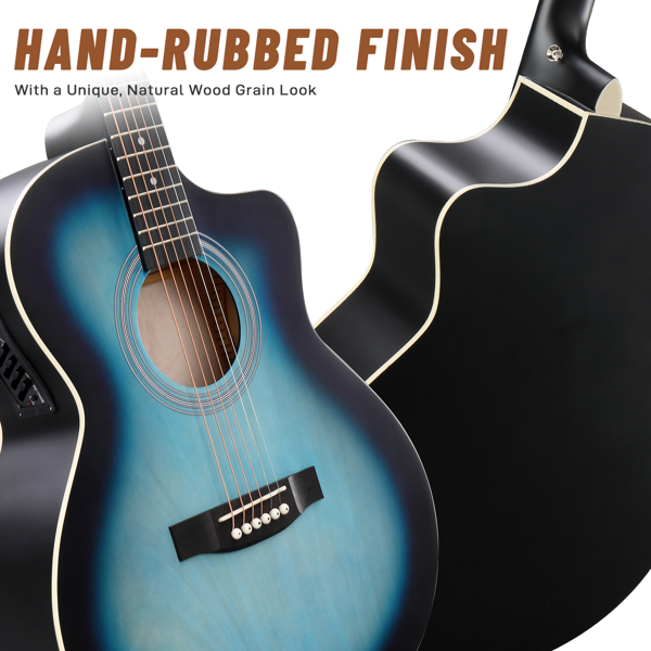 KMA102 41寸 JF 缺角 椴木 带音箱 民谣吉他 擦色蓝色-6