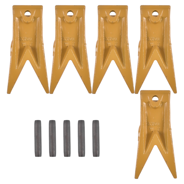斗齿 Set of 5 X156WTL Twin Tiger Rock Bucket Teeth with P156 Roll Pins Alloy Steel for Skid Steer, Mini Excavators-9