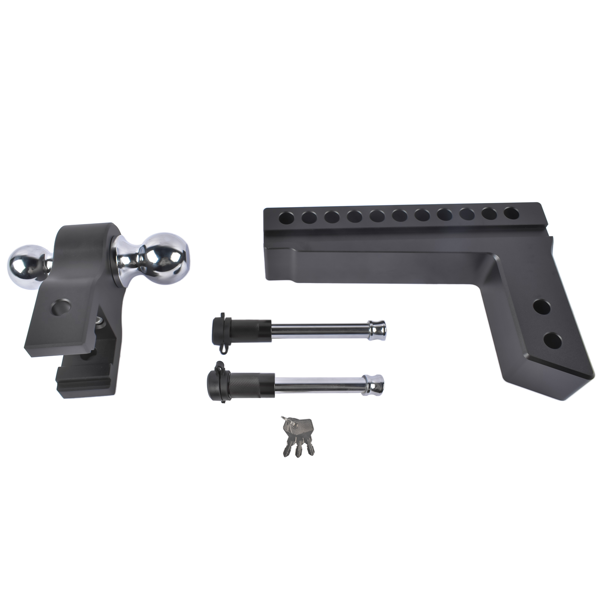 拖车挂接装置 Heavy Duty Adjustable Trailer Hitch Fits 2.5" Receiver 10" Drop/Rise 18500 LBS 2" & 2-5/16" Dual Ball with Lock & Key-5
