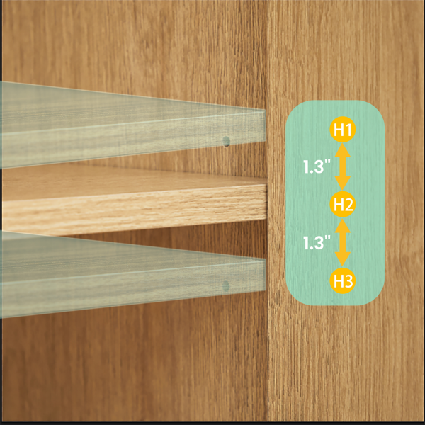 31.5 英寸餐边柜，带储物空间，弧形波浪设计，适用于卧室、客厅、走廊，橡木材质，31.5 英寸宽 x 15.75 英寸深 x 31.5 英寸高。-4