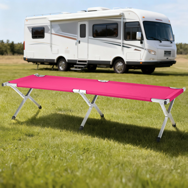 75in 芭比粉 户外行军床 铝床面支架 铁交叉脚 长方形 125kg-10