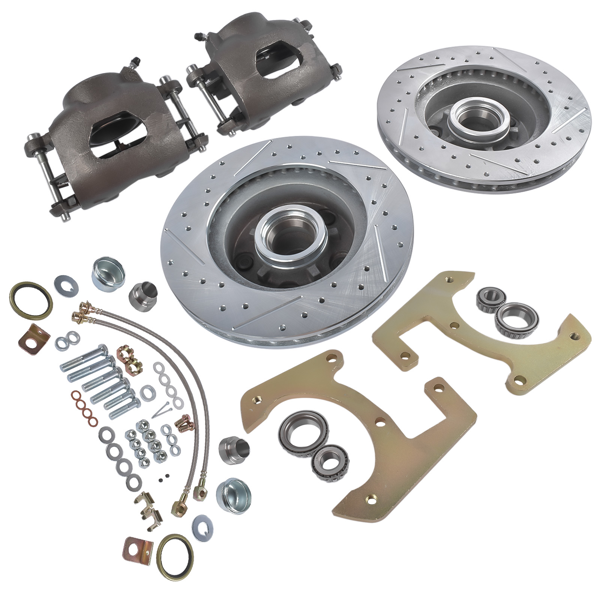 刹车盘套装 Disc Brake Kit Fit for Chevrolet GMC 3100 Base Half-Ton Pickup Truck Drilled/Slotted-6