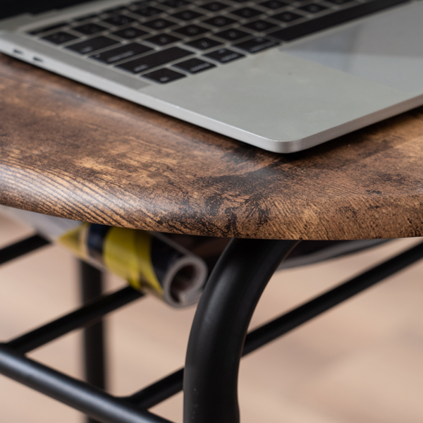 拆装 密度板 铁 火烧木色 黑色烤漆 餐桌椅套装 1桌2椅 椭圆桌面-10