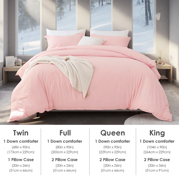 粉色超大码被套套装，包含一只被套两只枕套，超细纤维面料透气不褪色柔软优质高品质，轻奢酒店简约卧室民宿通用，圣诞节礼物-5