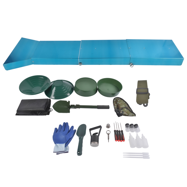 23件铝槽套装 23-Piece Gold Prospecting Equipment 50 In. Folding Sluice Box Gold Panning Kit for Gold Prospectors Hand Powered-5