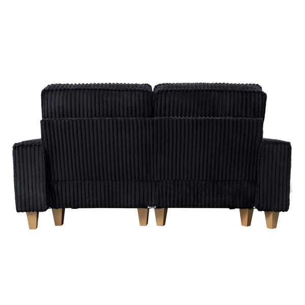 深座灯芯绒双人沙发，配拉丝不锈钢杯架及2个装饰靠枕，舒适客厅双人座沙发-7