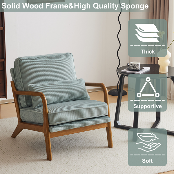 1pcs款 矮扶手椅 65*80*78cm 条绒 蓝绿色 室内休闲椅-5