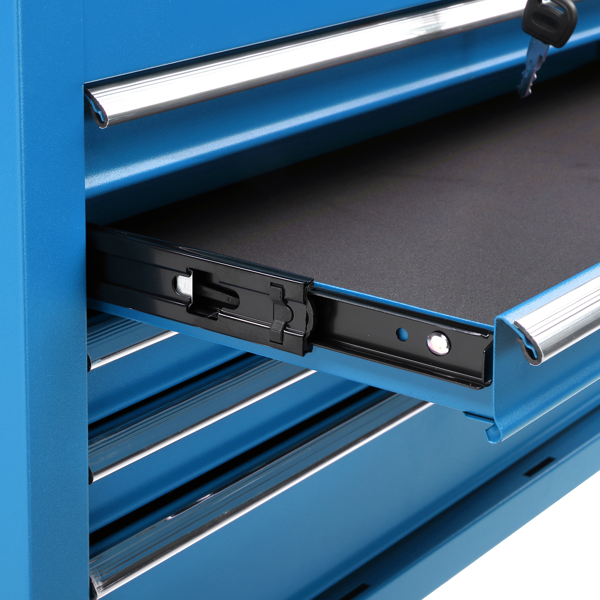 上柜5抽带锁 330lb 钢制 维修工具车 蓝色-13