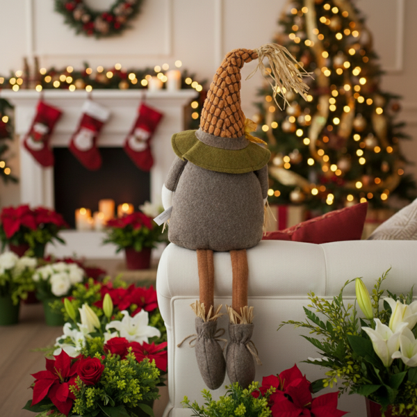 2件套圣诞节侏儒装饰10.2英寸x8.7英寸x24.5英寸织物坐式棕色侏儒，枫叶，非常适合秋季收获和感恩节装饰FBA发货-9