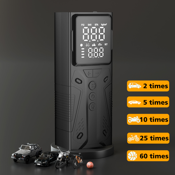 可充电数字压力值胎压机 便携式空气压缩机 适用于汽车 摩托车 自行车 球类 圣诞节礼物 礼品-8