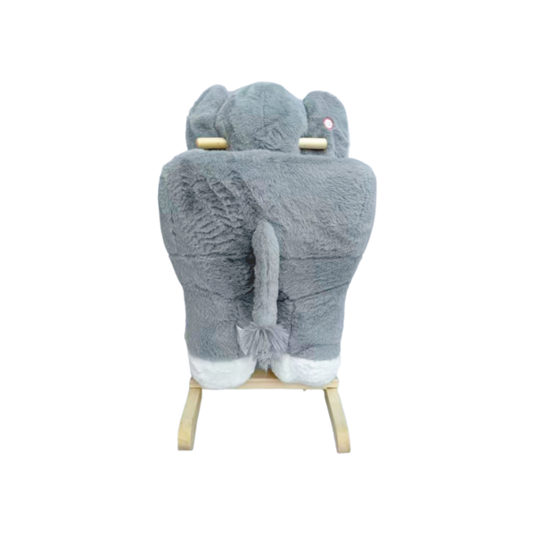 儿童骑乘摇摇马玩具，带摇篮曲，大象造型，配有手偶和安全带，适合1-3岁儿童，柔软毛绒面料，灰色，通过CPC认证-2