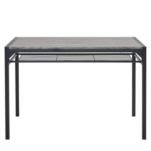 拆装 MDF 黑色铁管 灰色 餐桌椅套装 1桌1长凳2椅 长方形-16