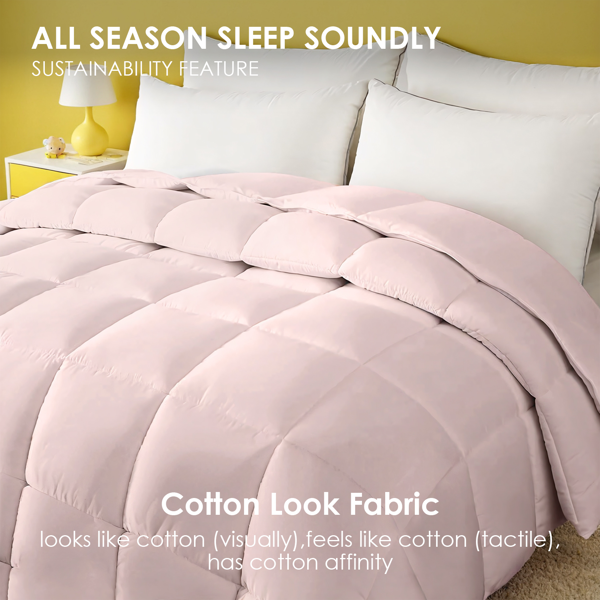 粉色超大码胖被厚被，加厚保暖亲肤，波西米亚风格简约格子绗缝，可水洗机洗，酒店卧室通用，高端豪华被芯，圣诞节礼物-7