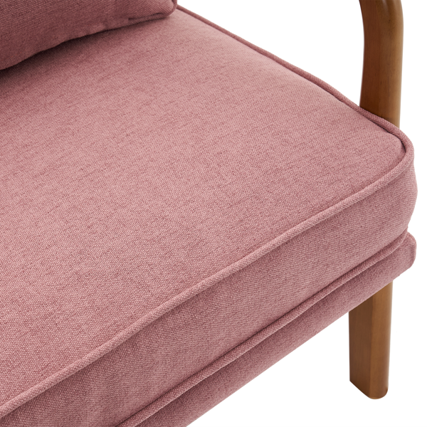 【同款编码：82873273】橡木扶手 单人休闲椅 橡木 软包 桃红色 室内休闲椅-16