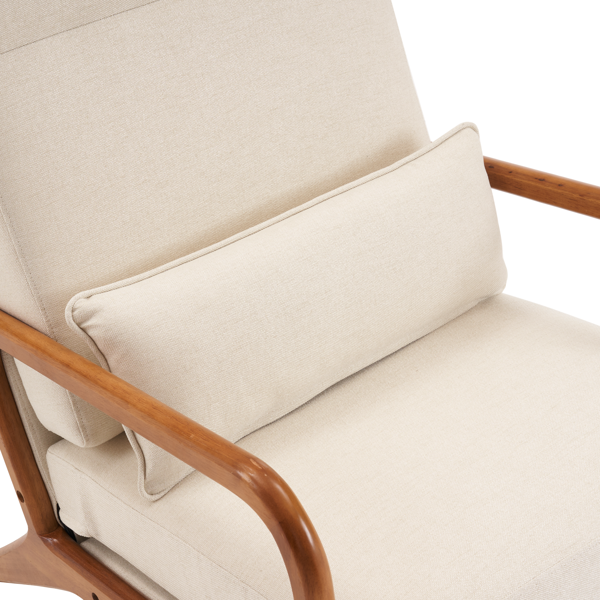 全拆 实木扶手 高背 靠背铁架麻布 米白色 室内休闲椅-12