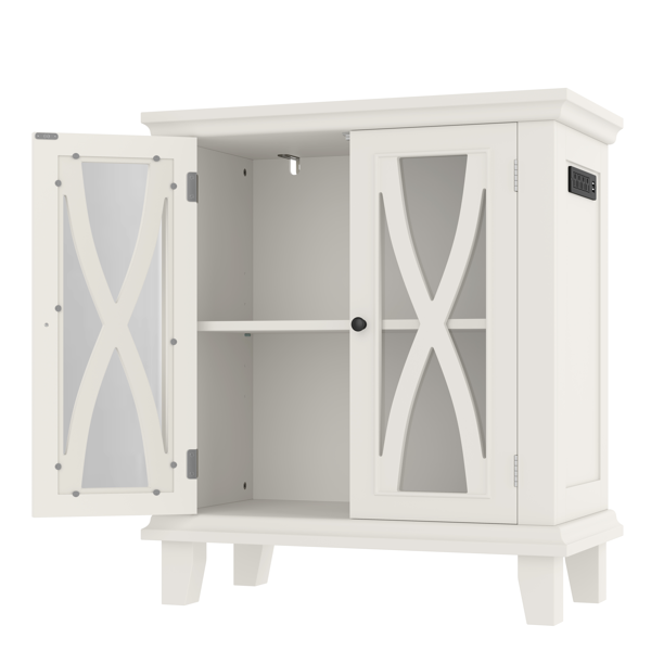 20加仑鱼缸架，带电源插座（4个交流电插座，2个USB接口），农舍风格装饰水族箱架家具，带可调节层板，10-20加仑爬行动物/龟缸架，带储物柜，米色-9