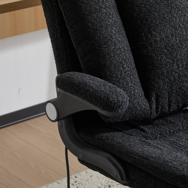 翻转式后背内置动态气囊腰靠十字交叉腿办公椅，宽座办公桌椅带翻转扶手与轮子，现代家用办公室梳妆台黑色十字交叉腿椅-18