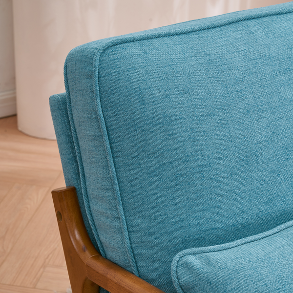 橡木扶手 单人休闲椅 橡木 软包 青色 室内休闲椅-17