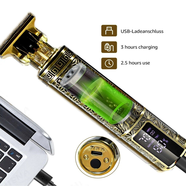 LCD液晶显示屏专业理发机胡子修剪机男士理发无绳理发师剃须机铁塔图案款(TK/TMEU下自提)-4