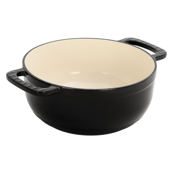 铸铁 7.5QT 烹饪锅具 纯黑色 含两个硅胶手套 珐琅锅-5