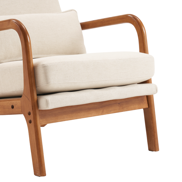 全拆 实木扶手 高背 靠背铁架麻布 米白色 室内休闲椅-15