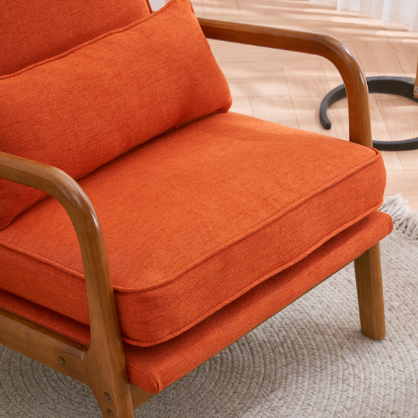【同款编码：93084294】橡木扶手 单人休闲椅 橡木 软包 烧橙色 室内休闲椅-18