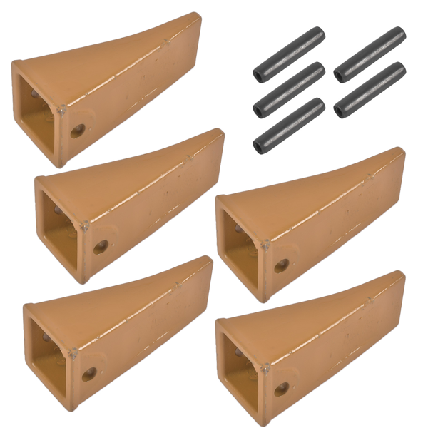 斗齿 Set of 5 X156L Long Bucket Teeth + P156 Roll Pins Fits for Skid Steer and Mini Excavators-8