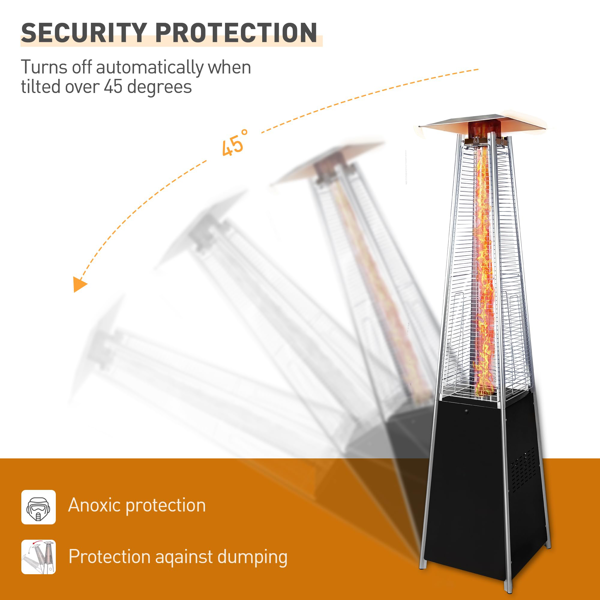 48,000 BTU 户外庭院取暖器，丙烷材质，带可拆卸轮子和保护罩，适用于露台、花园、泳池边、商业和住宅场所。-4