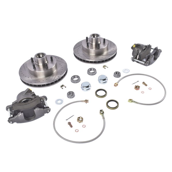 刹车盘套装 5 Lug Deluxe Front Disc Brake Kit 12" Rotor Drilled/Slotted Fits for Chevy C10 GMC Truck 1973-1987-9