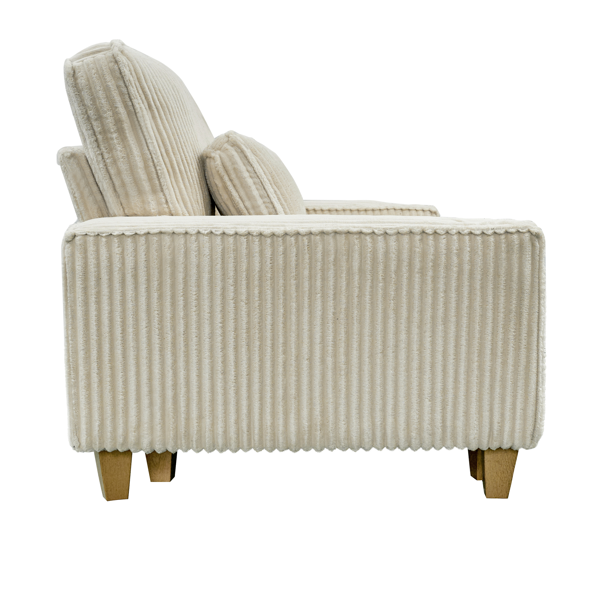 深座三人座灯芯绒沙发，配拉丝不锈钢杯架及3个装饰靠枕，现代舒适客厅沙发-8