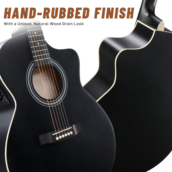 KMA102 41寸 JF 缺角 椴木 带音箱 民谣吉他 黑色-6