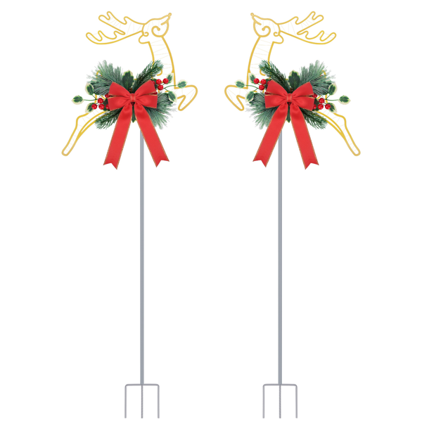 （自提可发加拿大，temu，tk下自提单）-圣诞发光驯鹿装饰灯，9.84英尺（约3米）30颗LED电池供电地桩灯，金属防水户外装饰，适用于花园庭院步道-11