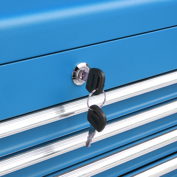 上柜5抽带锁 330lb 钢制 维修工具车 蓝色-12