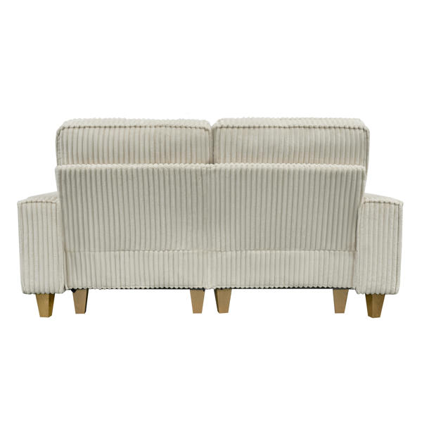 深座灯芯绒双人沙发，配拉丝不锈钢杯架及2个装饰靠枕，舒适客厅双人座沙发-6