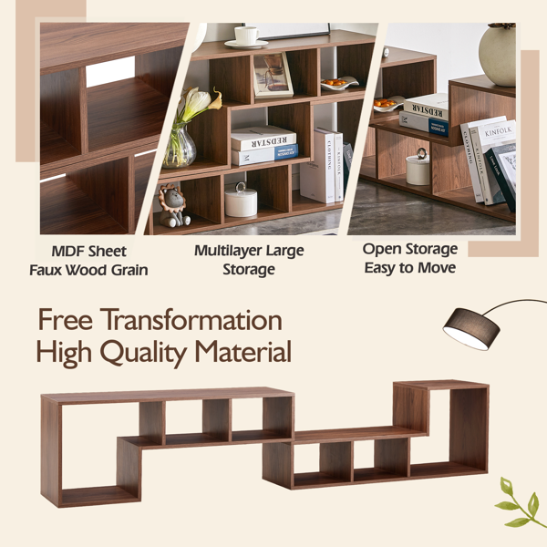 两件套立方体电视柜，自由组合游戏娱乐中心媒体柜，开放式储物书架，适用于客厅，双层L型电视柜，尺寸为55.1*11.8*17.1英寸-9