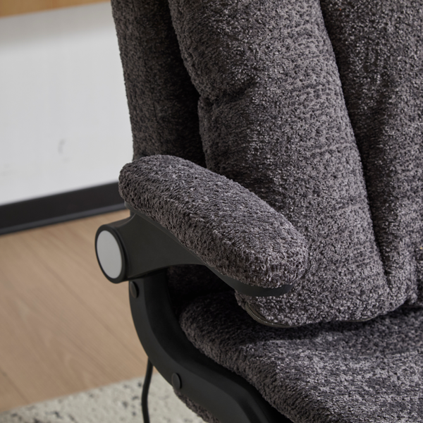 翻转式后背内置动态气囊腰靠十字交叉腿办公椅，宽座办公桌椅带翻转扶手与轮子，现代家用办公室梳妆台灰色十字交叉腿椅-13